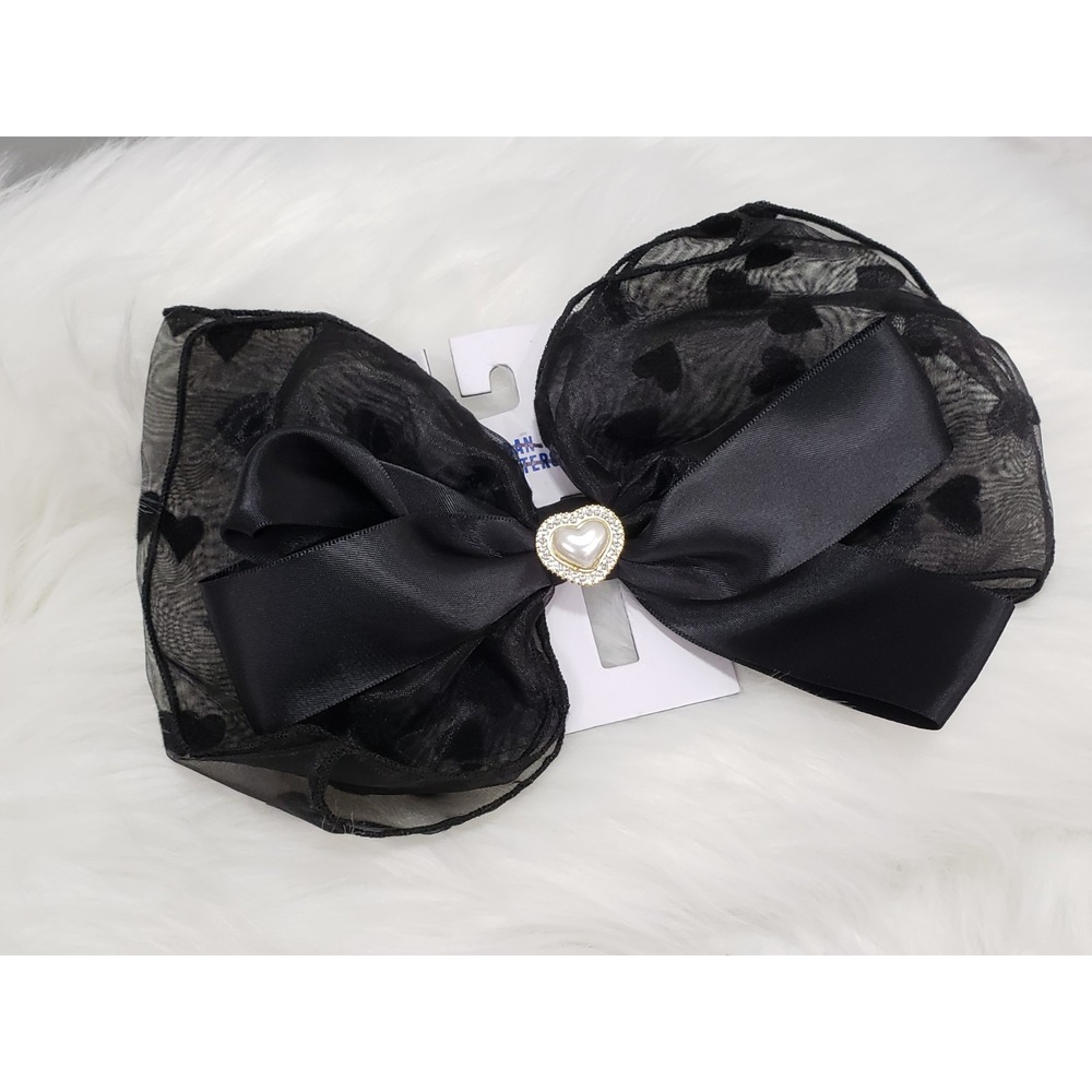 NEW OVERSIZED HUGE Urban Outfitters Black Bow Hair Clip faux pearl lace coquette
